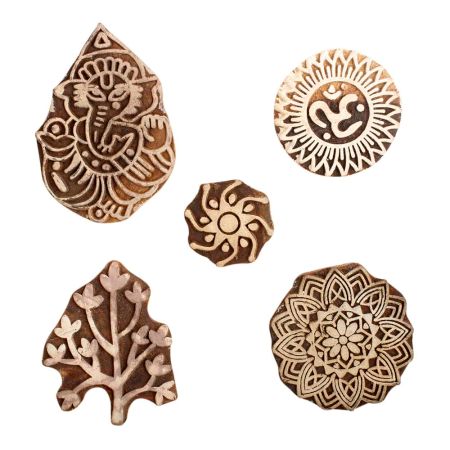 Set of 5 Piece New Mix Wooden Printing Block